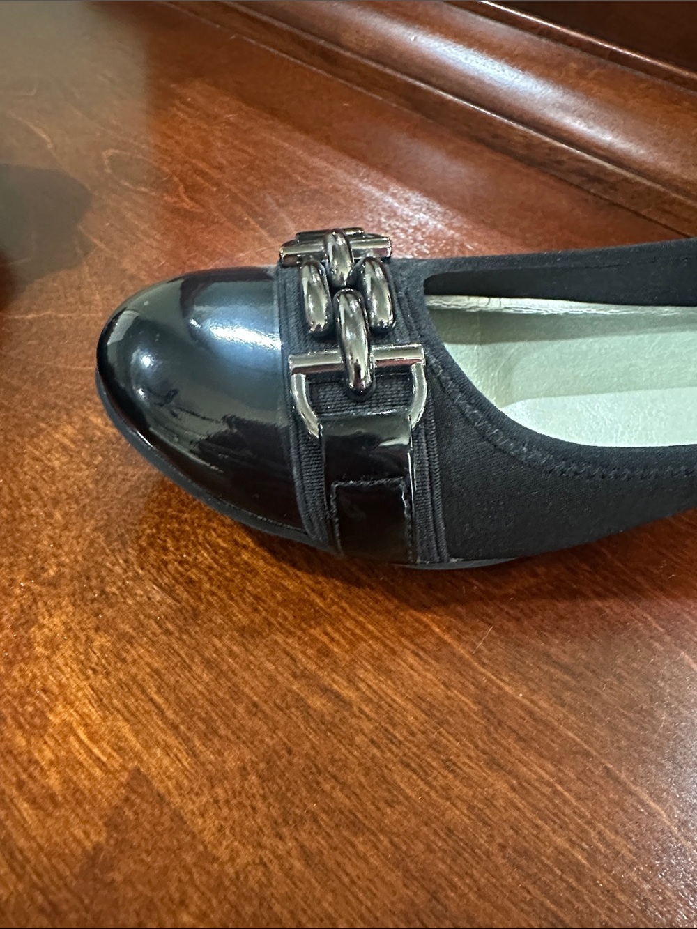 Anne Klein Women's Black Patent Cap-Toe Flats - Picture 7 of 16